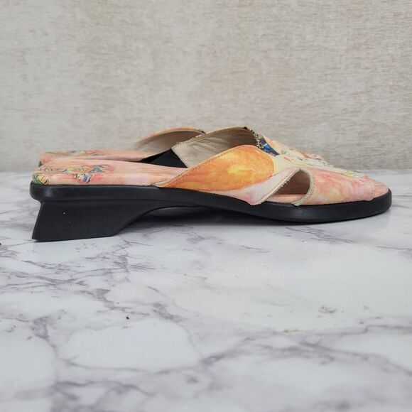 Icon Gustav Klimt Women Friends Leather Kitten Heel Sandals Wearable Art - Picture 6 of 11